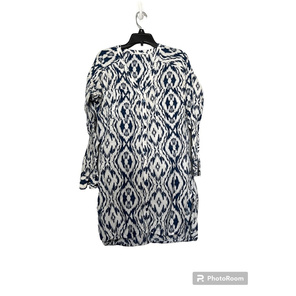 ATHLETA swim kaftan tunic button up blue ikat size‎ XS